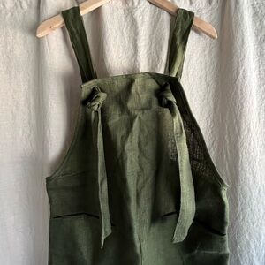 Beaton Linen overalls XS NWOT olive green